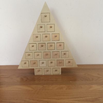Wooden Advent Calendar Christmas Tree to decorate - plain unfinished craft blanks kit