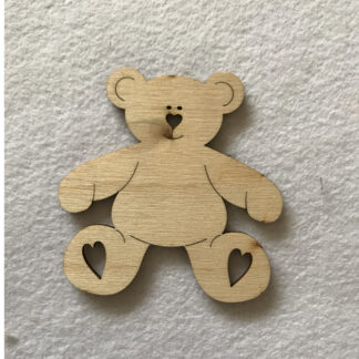 Wood Craft Shapes Teddy Bear Hearts